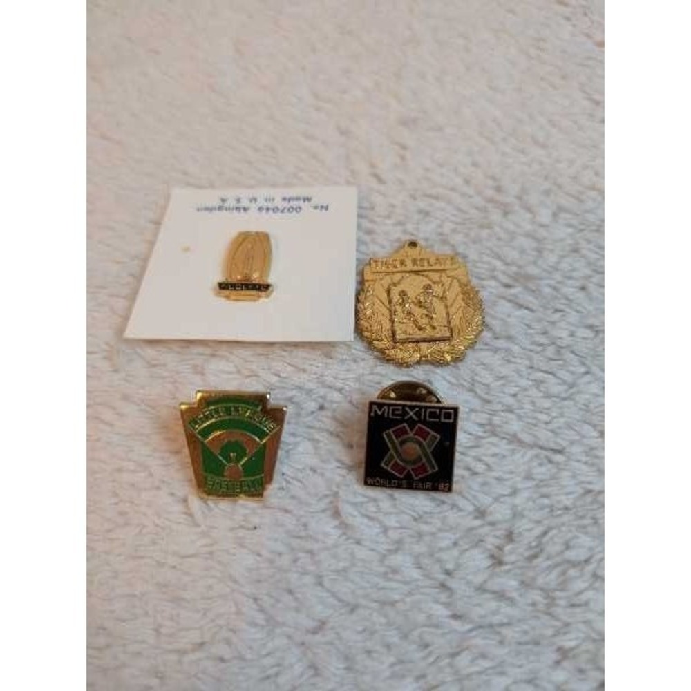Lot of 4 Vintage Enamel Pins - Baseball, Mexico World's Fair, Acolyte